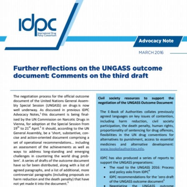 Further reflections on the UNGASS outcome document: Comments on the third draft
