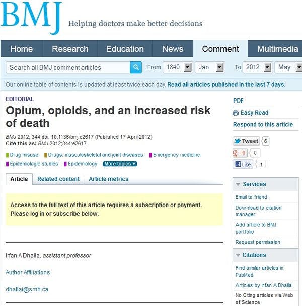 Opium, opioids, and an increased risk of death