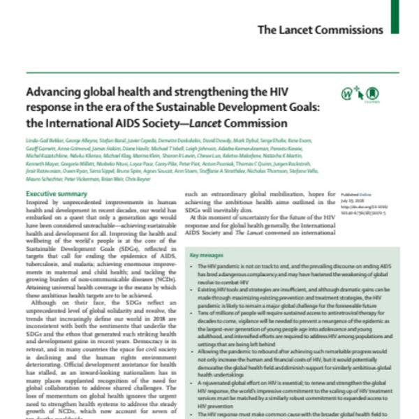 Avancer la santé mondiale et renforcer la réponse au VIH à la lumière des Objectifs de développement durable 