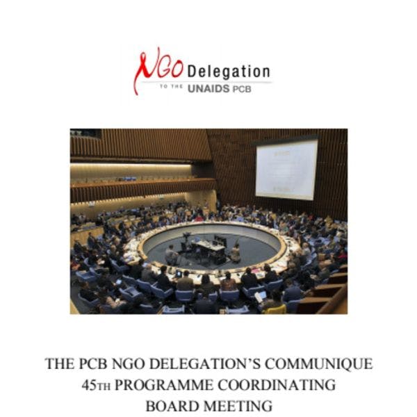The PCB NGO delegation's communique: 45th Programme Coordinating Board meeting