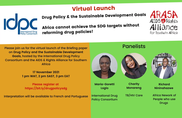 Virtual launch: Drug policy and the Sustainable Development Goals - Africa cannot achieve the SDG targets without reforming drug policies!