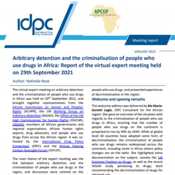 Arbitrary detention and the criminalisation of people who use drugs in Africa
