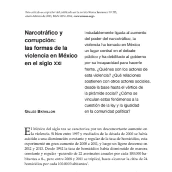 Narcotráfico y corrupción: las formas de la violencia en México en el siglo xxi