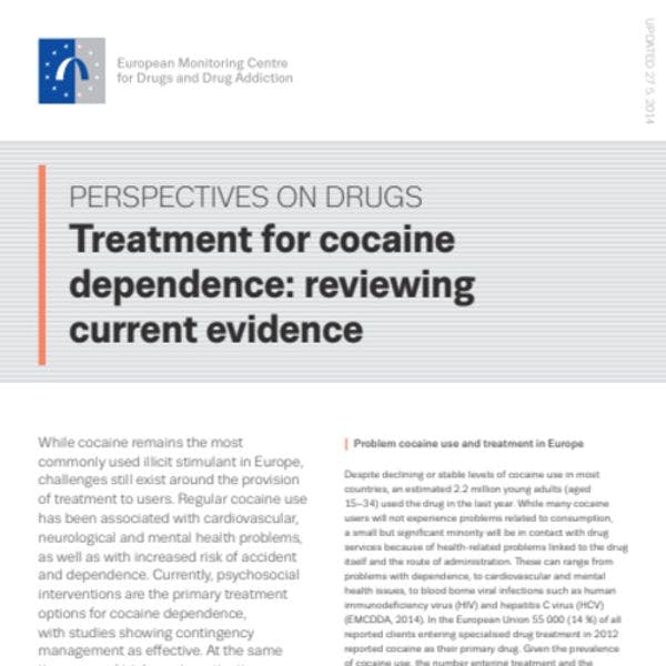 Tratamiento de la dependencia de cocaína en Europa: revisión de las pruebas actuales
