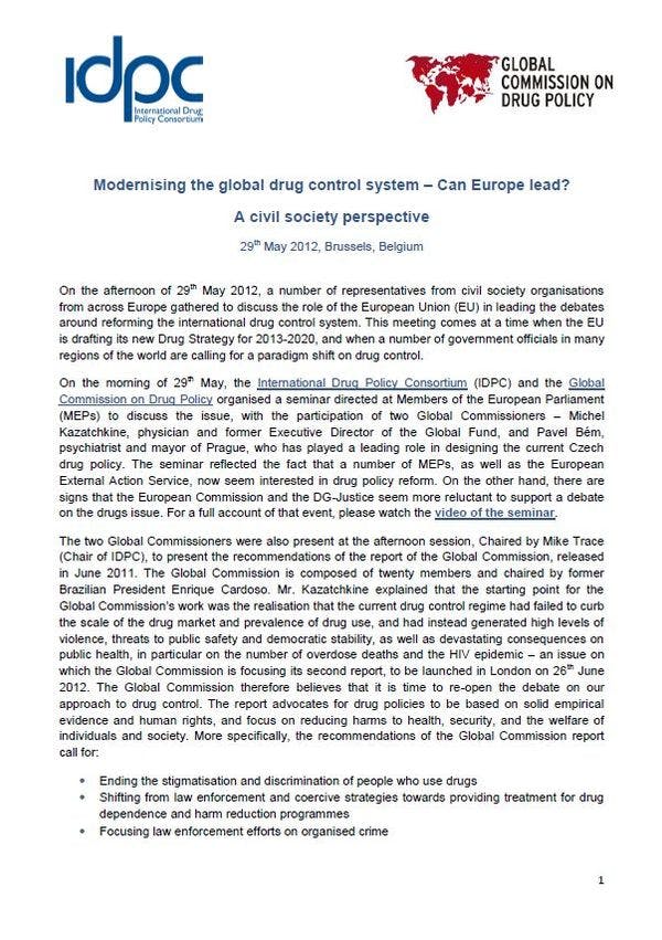 Modernising the global drug control system. Can Europe lead - A civil society perspective