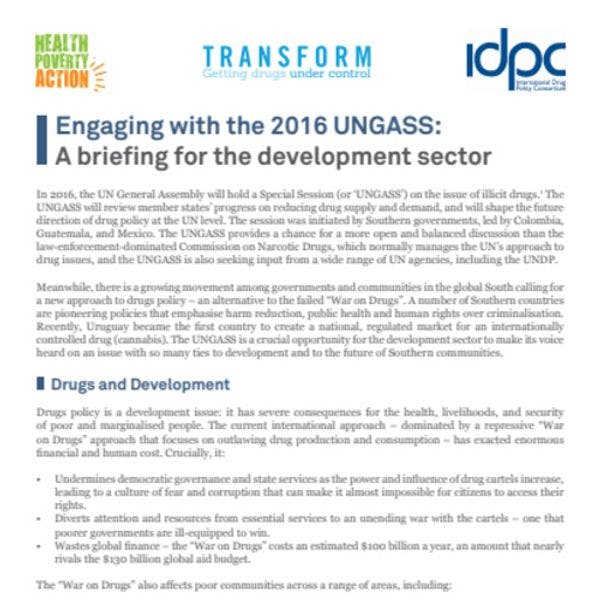 Engaging the development sector in the 2016 UNGASS