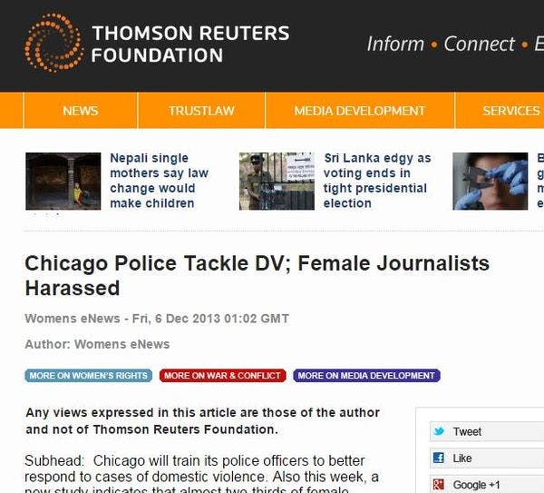Chicago police tackle DV; Female journalists harassed