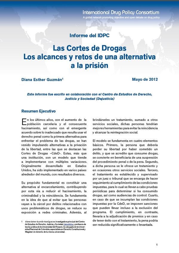 Informe del IDPC/DeJusticia - Las Cortes de Drogas: Los alcances y retos de una alternativa a la prisión