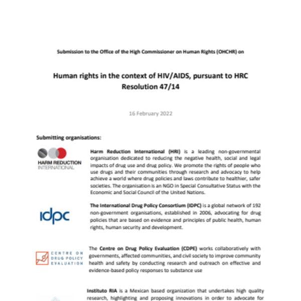 Human rights in the context of HIV/AIDS - Submission to OHCHR