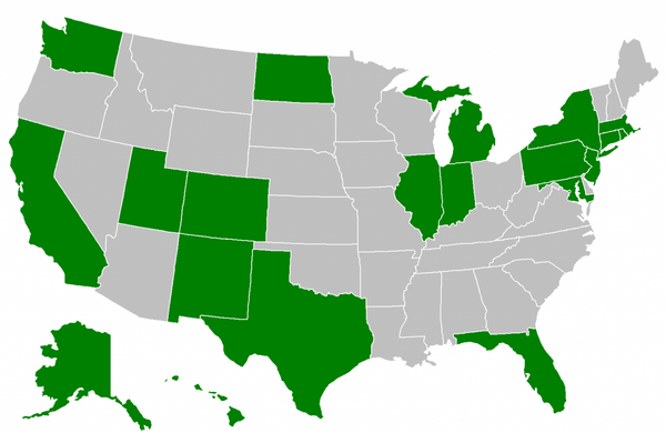 Mapa de leyes del buen samaritano para la prevención de sobredosis en los Estados Unidos