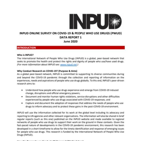 INPUD online survey on COVID-19 and people who use drugs data report