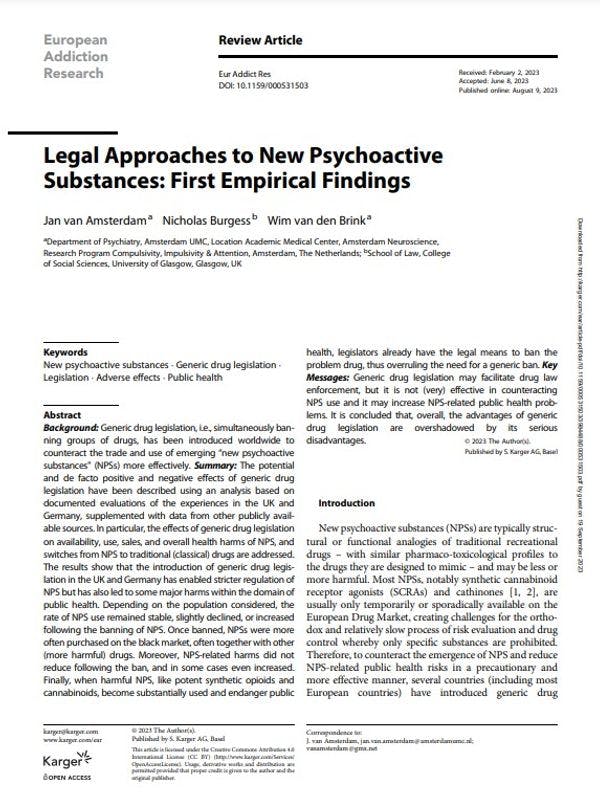 Legal approaches to new psychoactive substances: First empirical findings