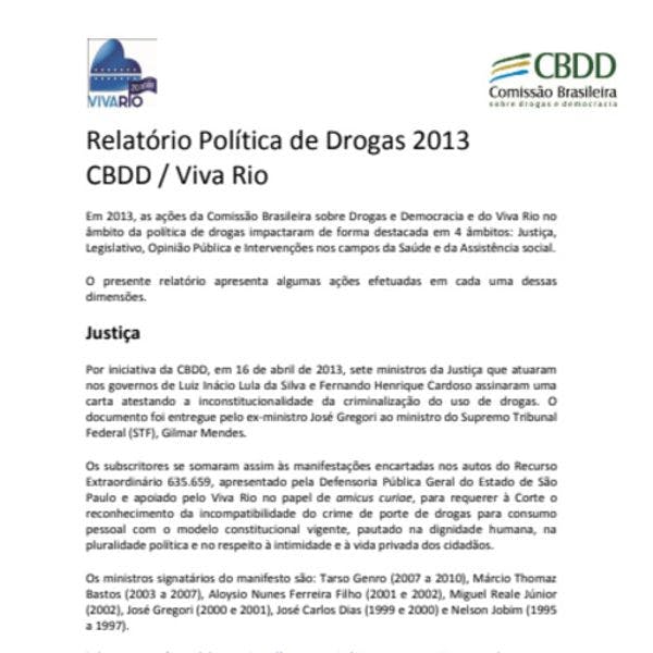 2013 drug policy report CBDD / Viva Rio