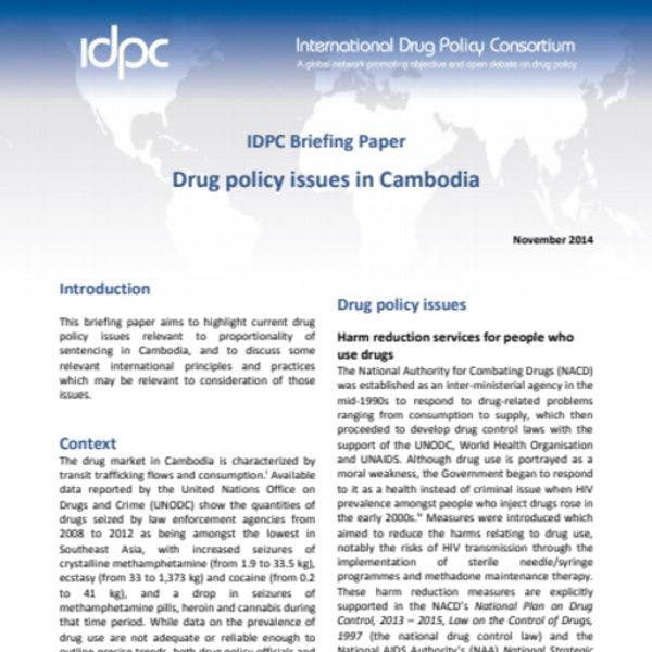 Document d'information de l'IDPC - Les aspects de la politique des drogues au Cambodge