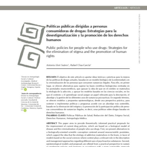 Políticas públicas dirigidas a personas consumidoras de drogas: Estrategias para la desestigmatización y la promoción de los derechos humanos