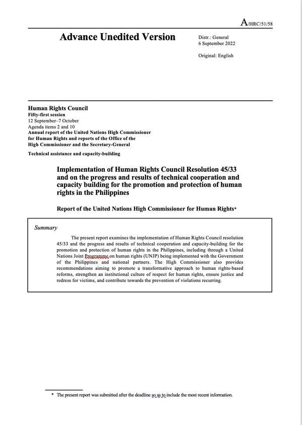 Implementación de Resolución 45/33 del CDH sobre la protección de los derechos humanos en las Filipinas