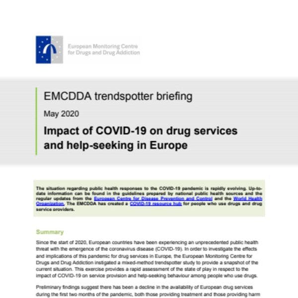 Impact of COVID-19 on drug services and help-seeking in Europe - EMCDDA trendspotter briefing