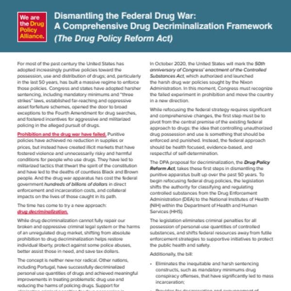 Dismantling the federal drug war: A comprehensive drug decriminalization framework