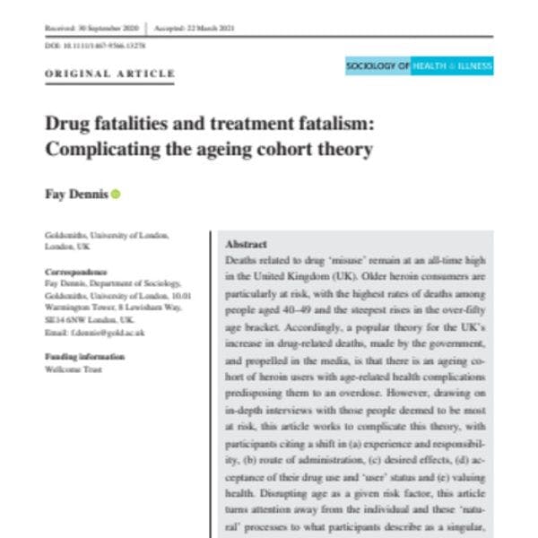 Drug fatalities and treatment fatalism: Complicating the ageing cohort theory