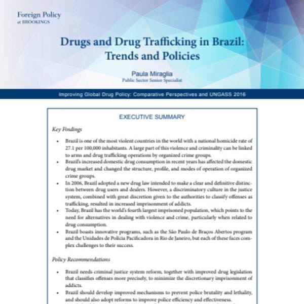 Drugs and drug trafficking in Brazil: Trends and policies