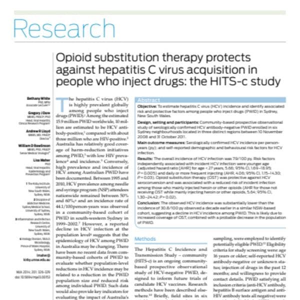 Opioid substitution therapy protects against hepatitis C virus acquisition in people who inject drugs