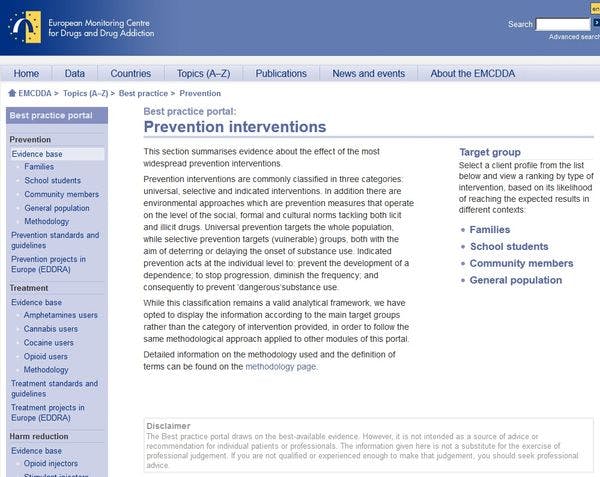 OEDT: Interventions de prévention 