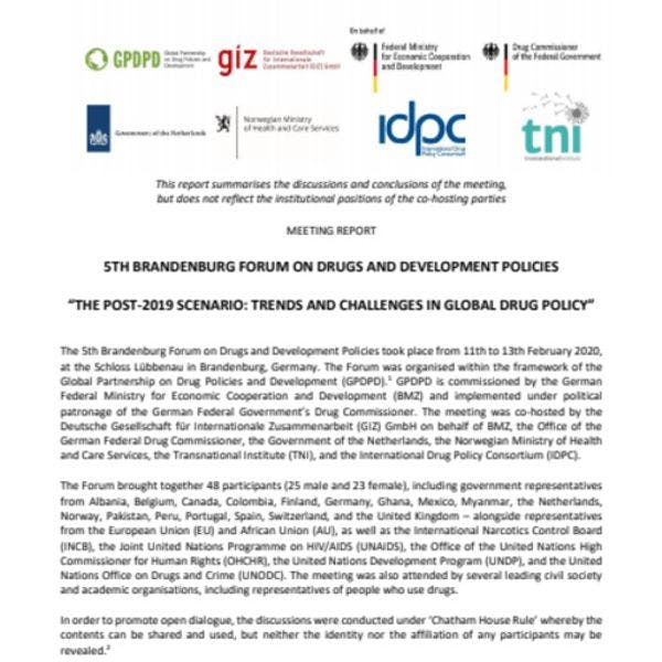 5th Brandenburg Forum on Drugs and Development Policies report