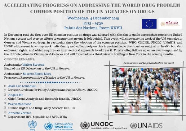 Accelerating progress on addressing the world drug problem - Common position of the UN agencies on drugs