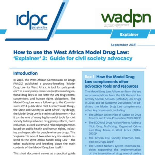 How to use the West Africa Model Drug Law: ‘Explainer’ 2: Guide for civil society advocacy