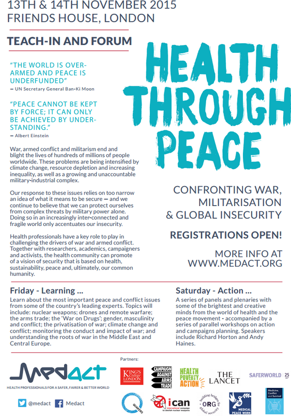 La santé par la paix: confronter la guerre, la militarisation et l'insécurité mondiale