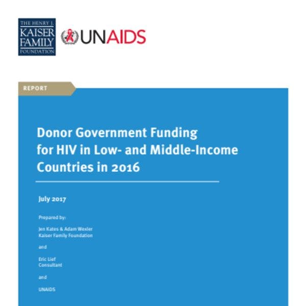 Financiamiento de gobiernos donantes para VIH en países de ingresos bajos e intermedios en 2016
