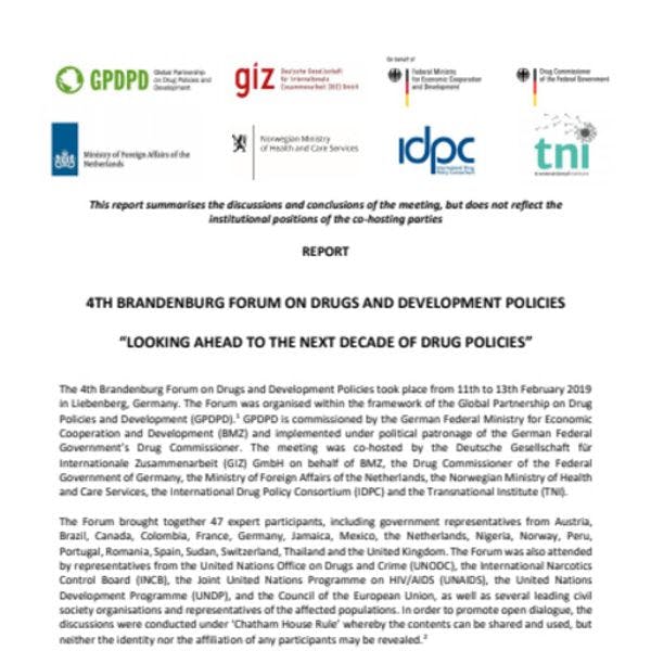 4e Forum de Brandenburg sur les politiques des drogues et de développement,  orienté vers l’avenir des politiques des drogues dans les dix prochaines années