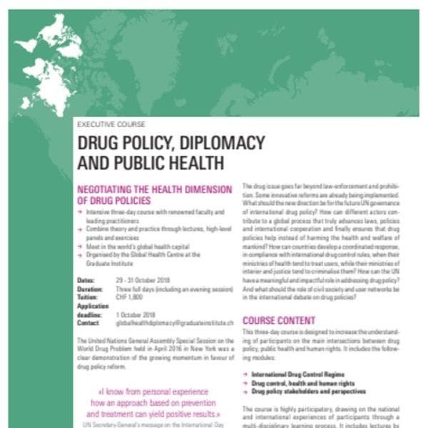 Course: Drug Policy, Diplomacy and Global Public Health