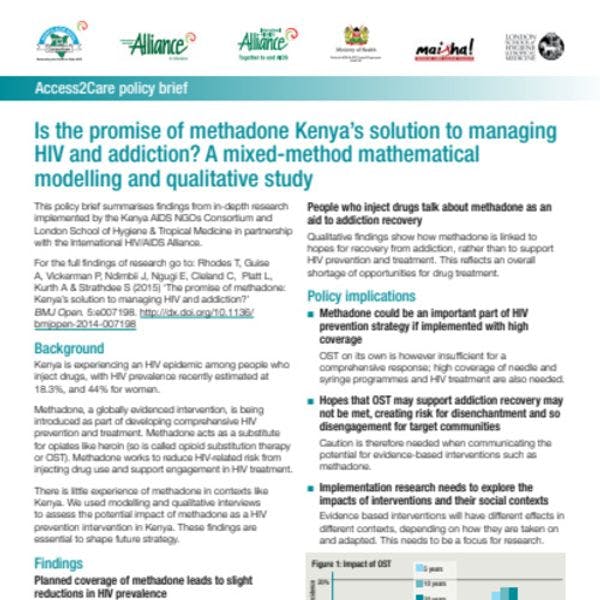 Kenia: ¿podría la metadona servir como solución para controlar el VIH y las adicciones? Estudio cualitativo y de modelos matemáticos