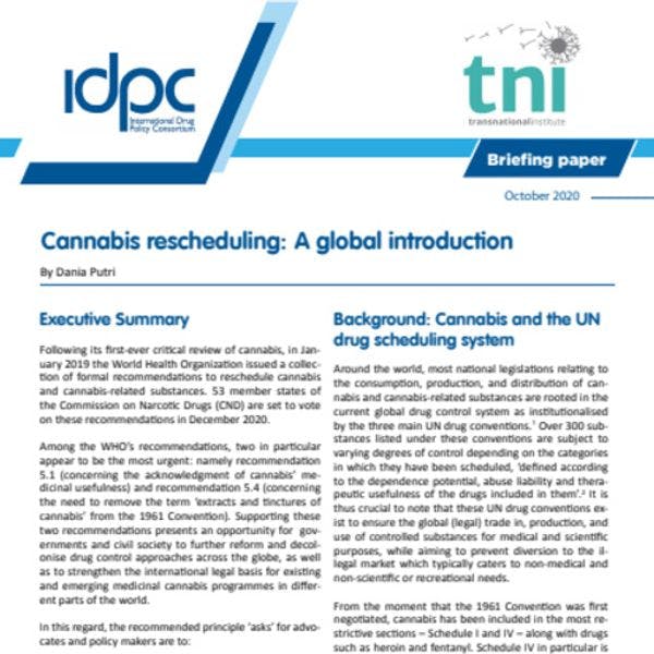 Re-clasificación del cannabis: una introducción global