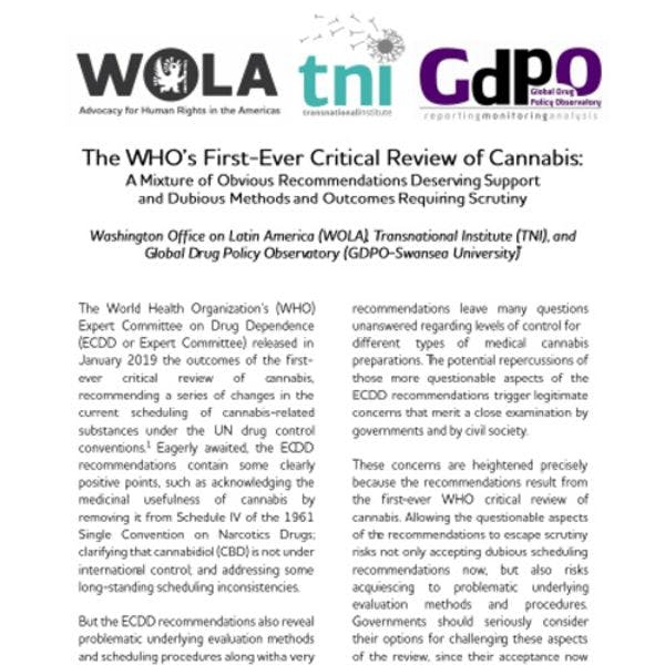The WHO’s first-ever critical review of cannabis
