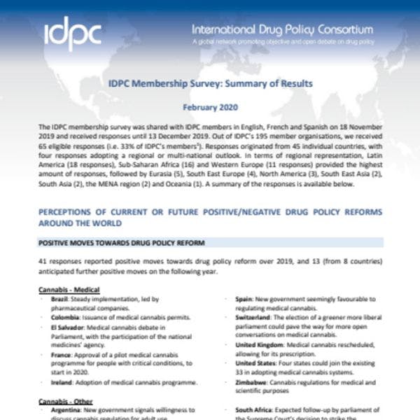 Encuesta de la membresía del IDPC 2019: Resumen de los resultados