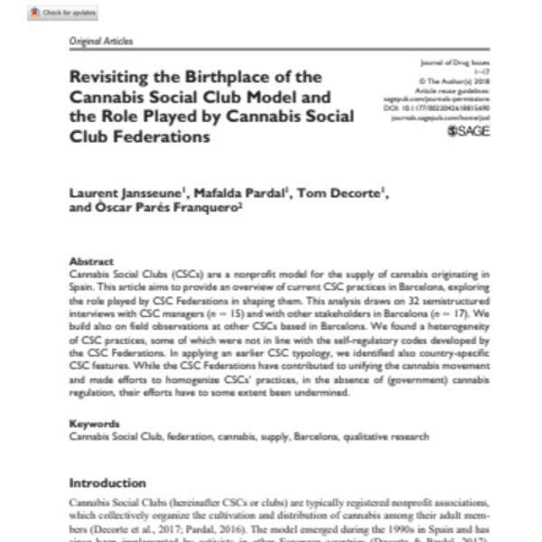 Revisiting the birthplace of the cannabis social club model and the role played by cannabis social club federations