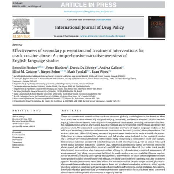 Effectiveness of secondary prevention and treatment interventions for crack-cocaine abuse: A comprehensive narrative overview of English-language studies